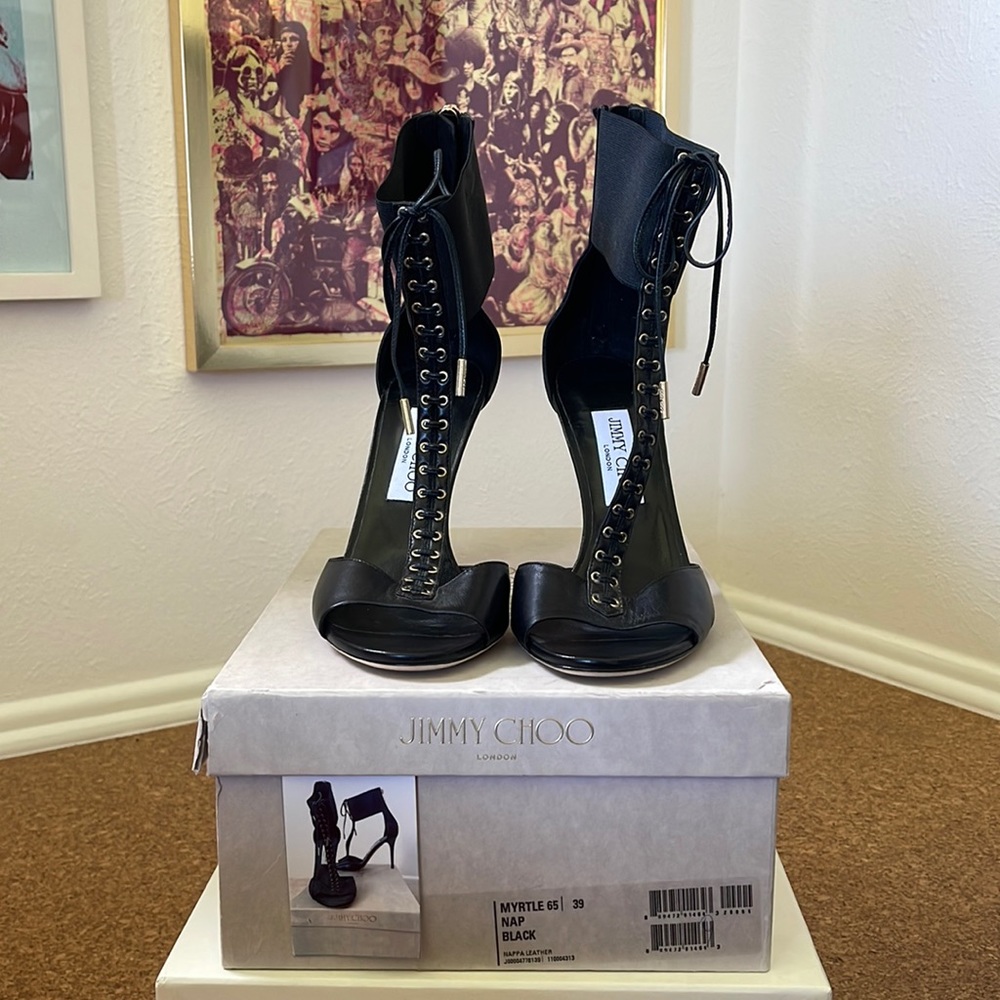 Jimmy Choo Ankle Strap Heels with Lace Up Details